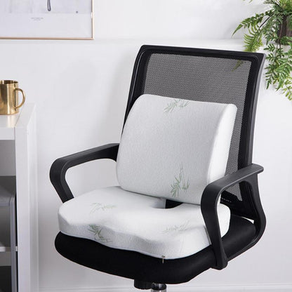 Lumbar back and seat cushion set for office chair support
