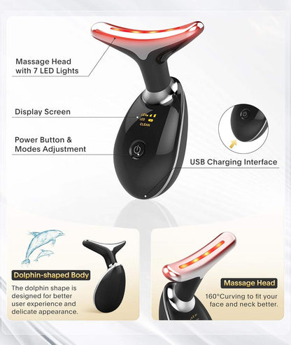LED light therapy 7-color face and neck massager wand