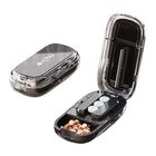 Adjustable quartering pill cutter with storage compartments box