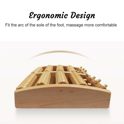 Wooden 5-track reflexology foot roller for plantar fasciitis and arch pain