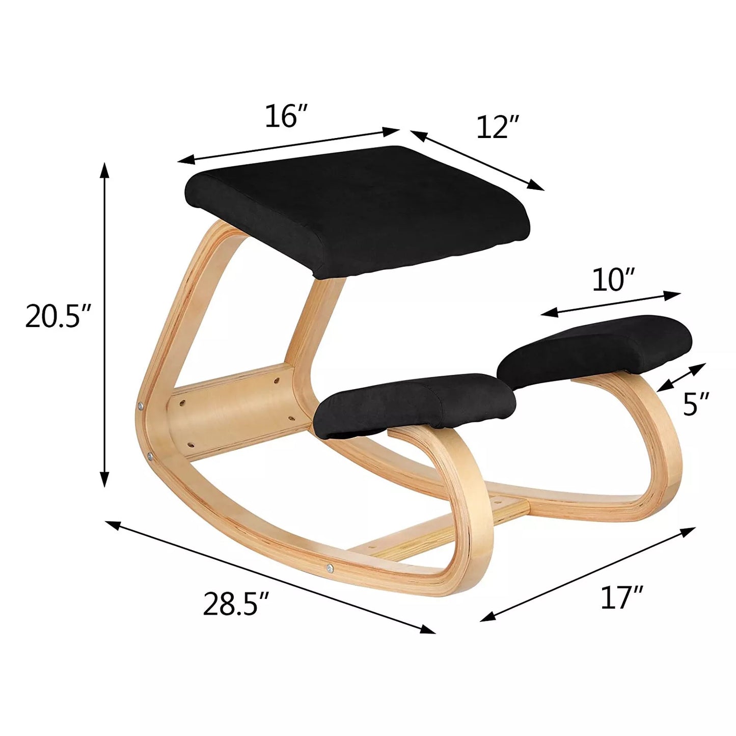 Ergonomic wooden kneeling chair posture rocker stool