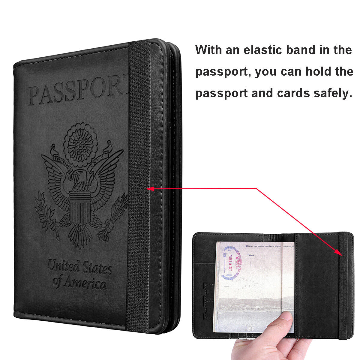 Travel passport wallet organized RFID-blocking document holder