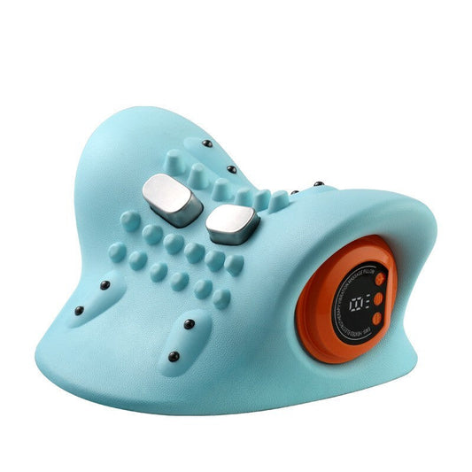Cervical neck and shoulder relaxer with built-in vibration massager