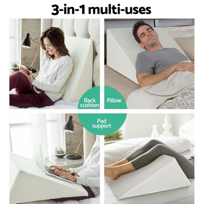 Cooling gel memory foam wedge pillow for acid reflux and back support