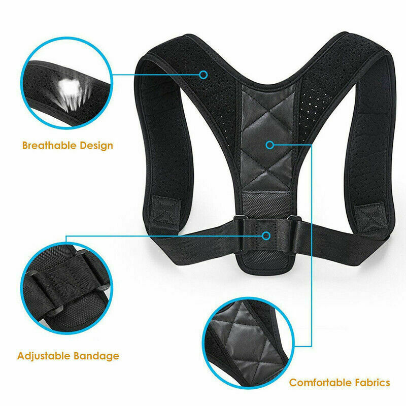 Adjustable posture corrector brace for upper back and shoulder alignment