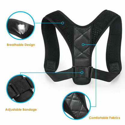 Adjustable posture corrector brace for upper back and shoulder alignment