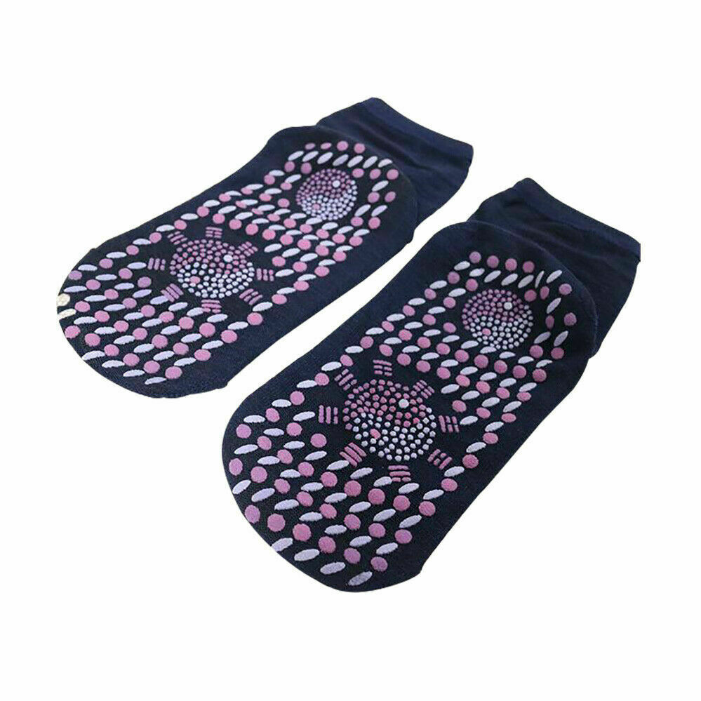 Self-heating magnetic compression socks for circulation and cold feet support
