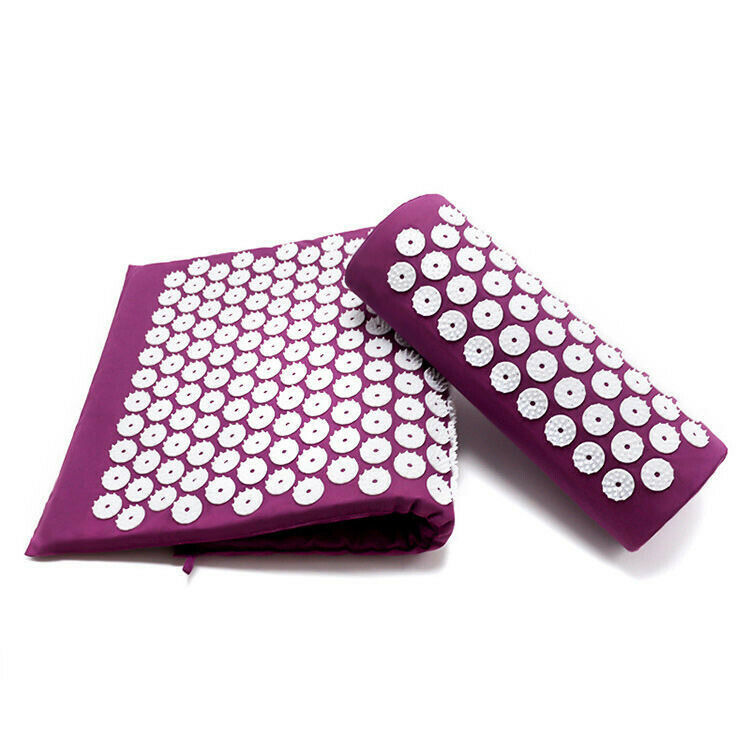 Acupressure mat and pillow set for back tension and stress relief