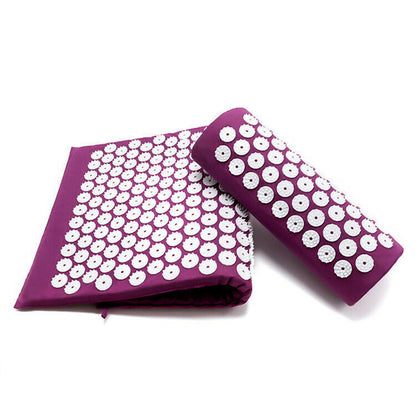 Acupressure mat and pillow set for back tension and stress relief