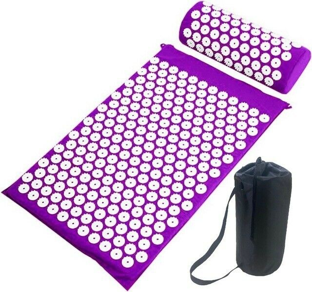 Acupressure mat and pillow set for back tension and stress relief