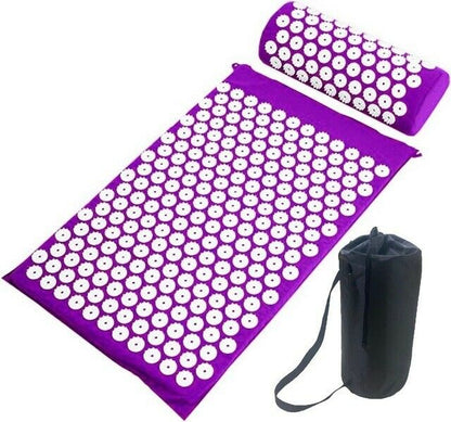 Acupressure mat and pillow set for back tension and stress relief