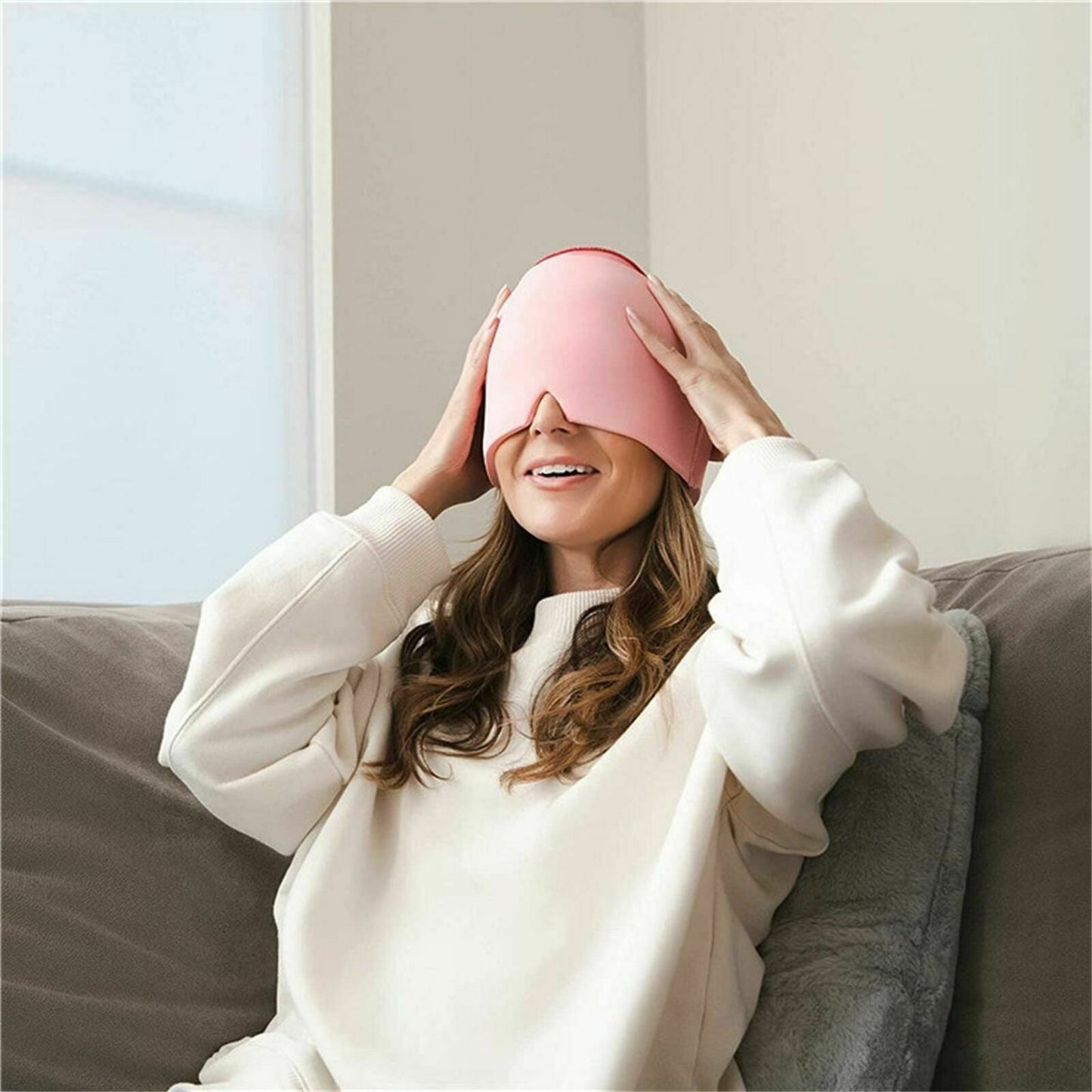 Wearable gel ice cap migraine relief hat with 360 degree cold compression