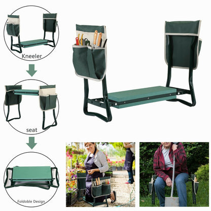 Padded convertible gardening kneeler seat with handles