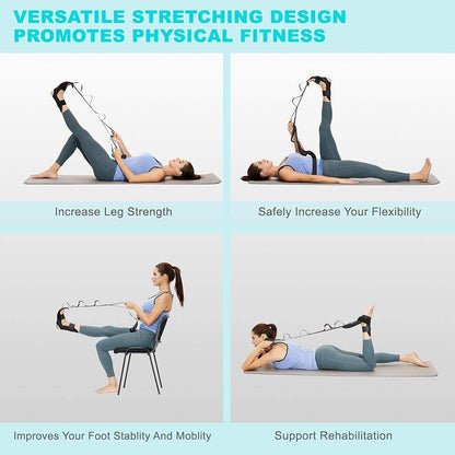 Multi-loop fascia leg stretcher strap for hamstring and plantar fasciitis recovery