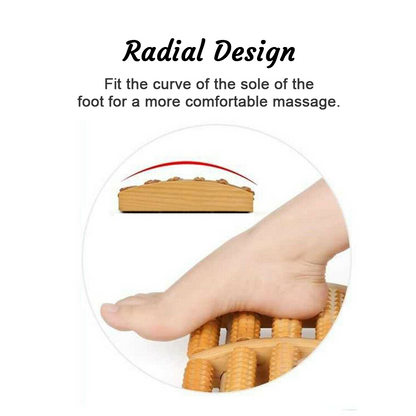 Wooden 5-track reflexology foot roller for plantar fasciitis and arch pain