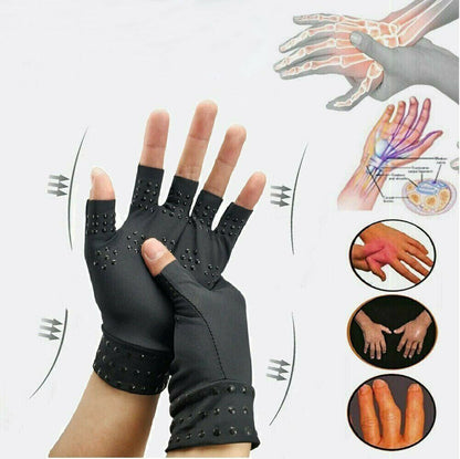 Magnetic compression gloves with acupressure points for arthritis and hand pain