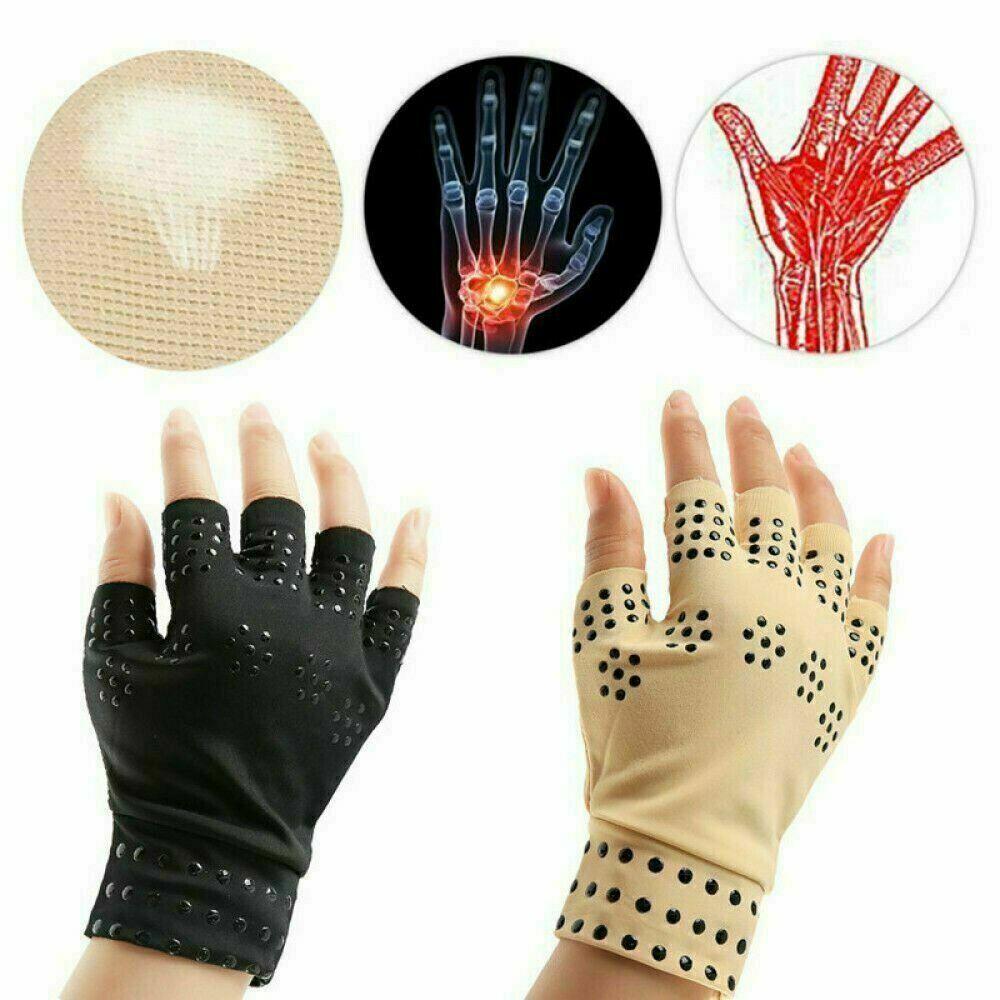 Magnetic compression gloves with acupressure points for arthritis and hand pain