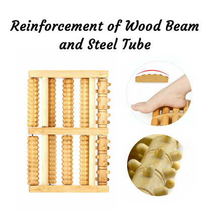Wooden 5-track reflexology foot roller for plantar fasciitis and arch pain