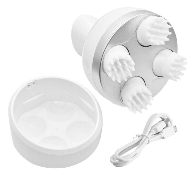 Waterproof electric rechargeable scalp massager for stress and tension headaches