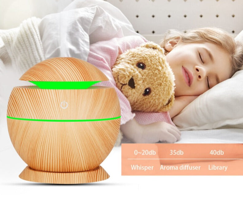 Mini wood grain ultrasonic aromatherapy essential oil diffuser