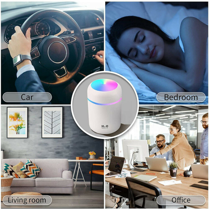 Mini portable USB cool mist humidifier for desk, car, and travel