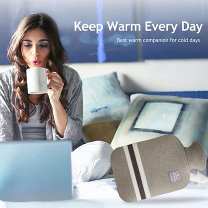 2L hot and cold water bottle with knit cover for cramps and muscle aches
