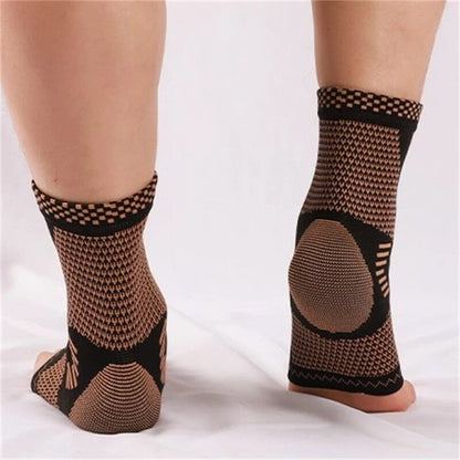 Copper-infused ankle compression sleeve for plantar fasciitis and sprains