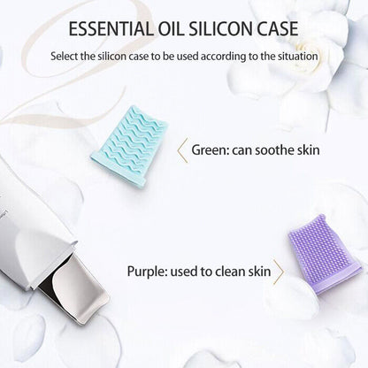 Ultrasonic facial skin scrubber spatula for pore cleansing