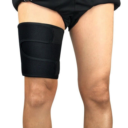 Adjustable neoprene thigh compression wrap for hamstring and quad support