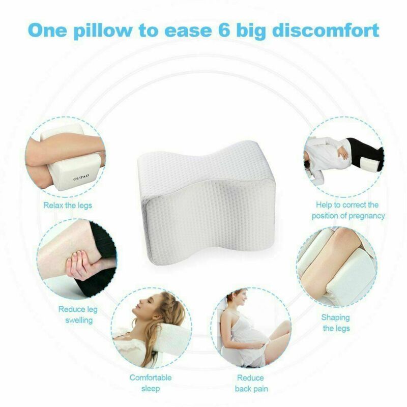 Memory foam hip and knee support pillow for side sleepers and sciatica