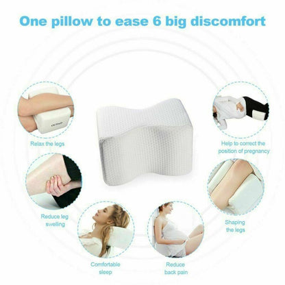 Memory foam hip and knee support pillow for side sleepers and sciatica