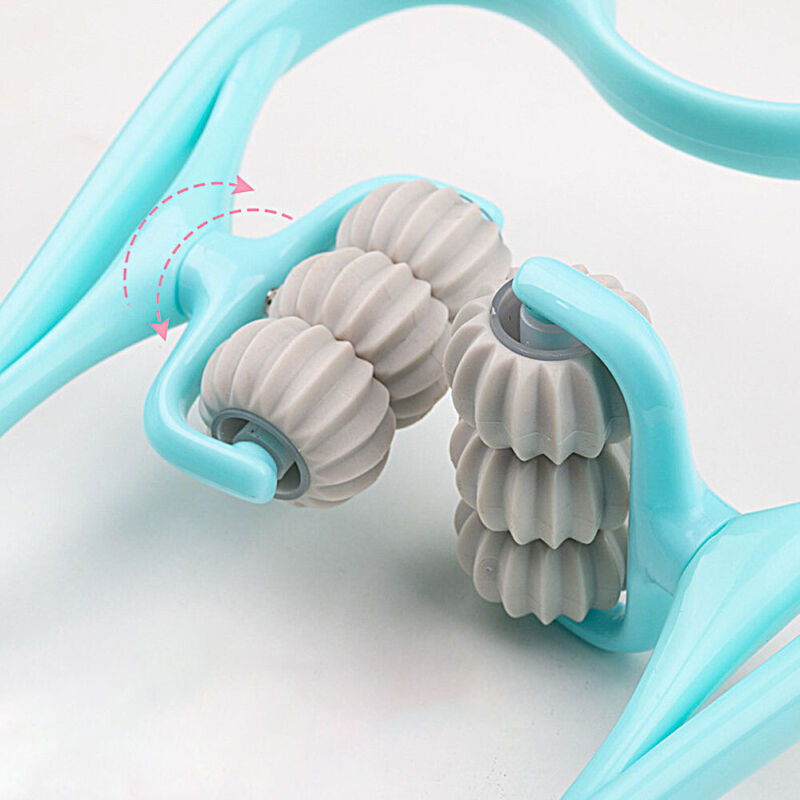 Manual 6-roller neck and shoulder trigger point massager for tension