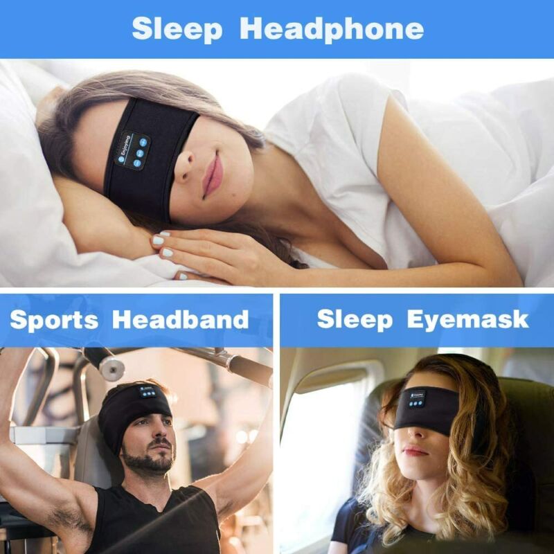 Bluetooth sleep headband with headphones and eye mask for side sleepers