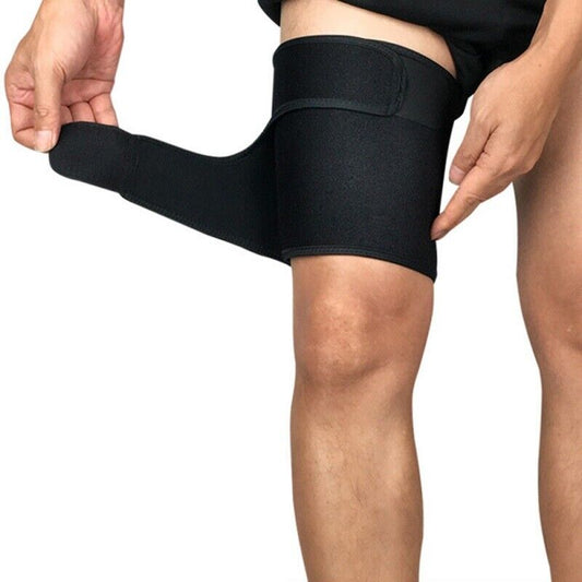 Adjustable neoprene thigh compression wrap for hamstring and quad support