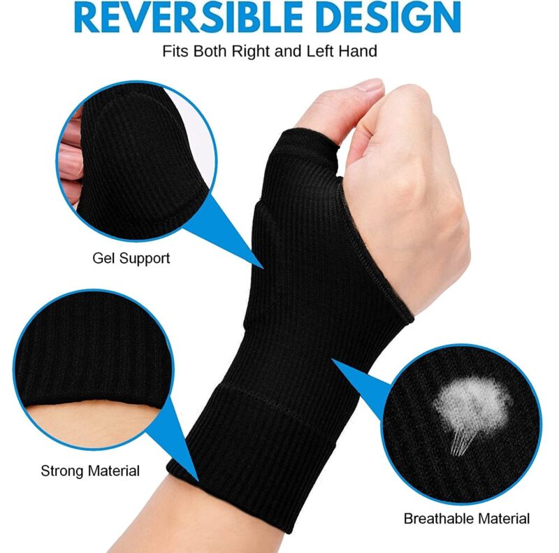 Silicone gel thumb support compression glove for arthritis and tendonitis