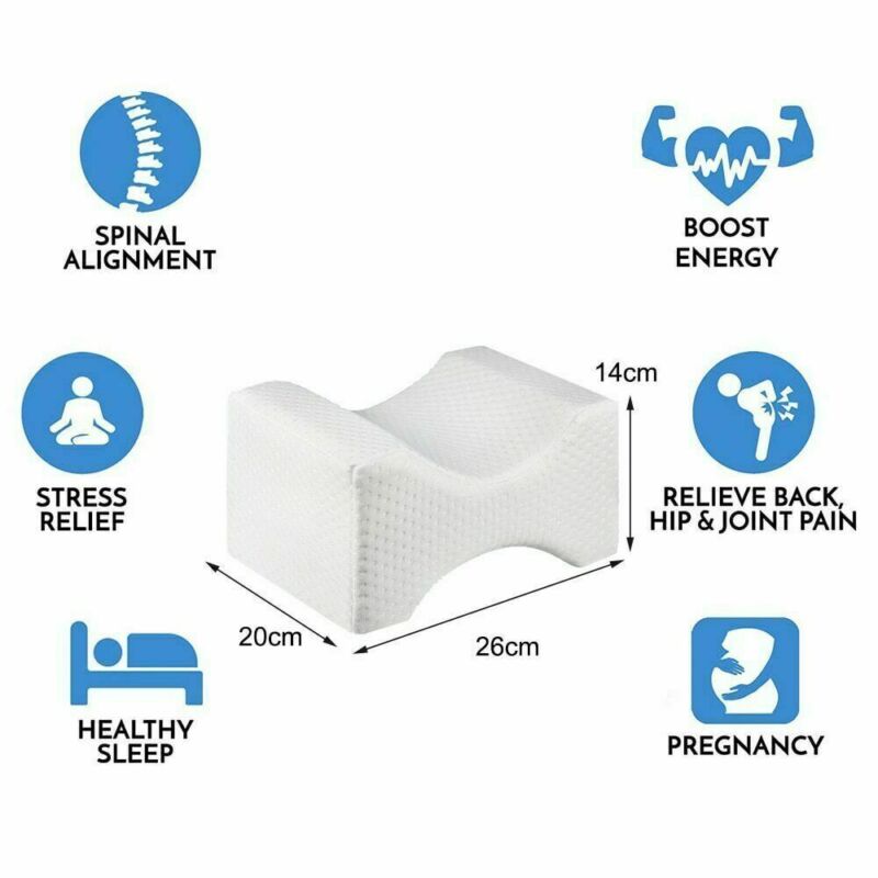 Memory foam hip and knee support pillow for side sleepers and sciatica