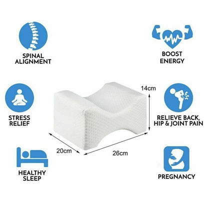Memory foam hip and knee support pillow for side sleepers and sciatica