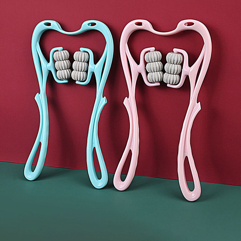 Manual 6-roller neck and shoulder trigger point massager for tension