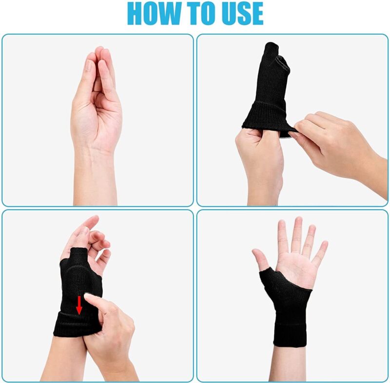 Silicone gel thumb support compression glove for arthritis and tendonitis