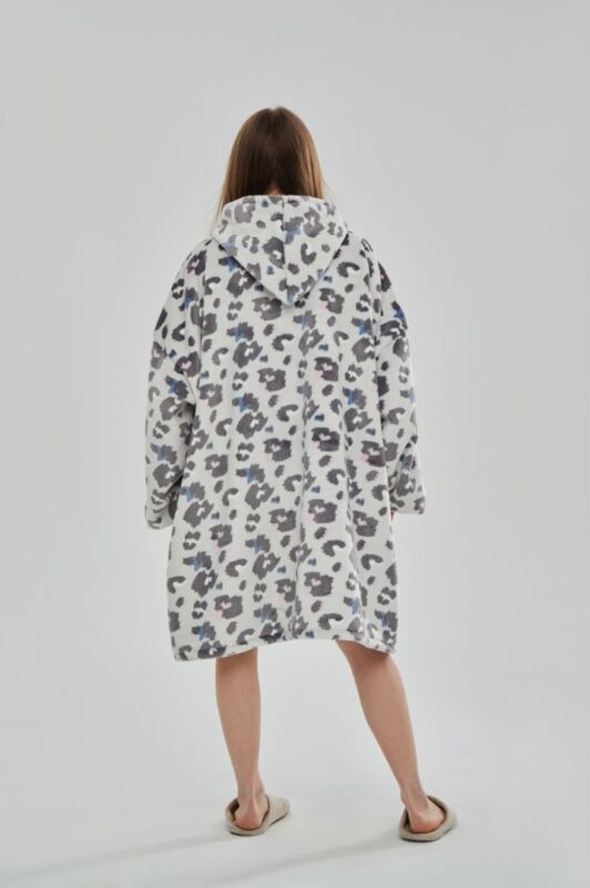 Oversized reversible sherpa fleece wearable hoodie blanket for adults