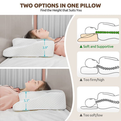 Ergonomic memory foam cervical pillow for neck and shoulder support