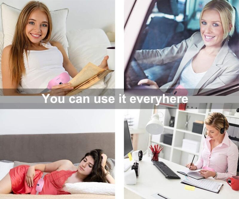 Cordless wearable menstrual heating pad belt with heat and vibration for period cramps