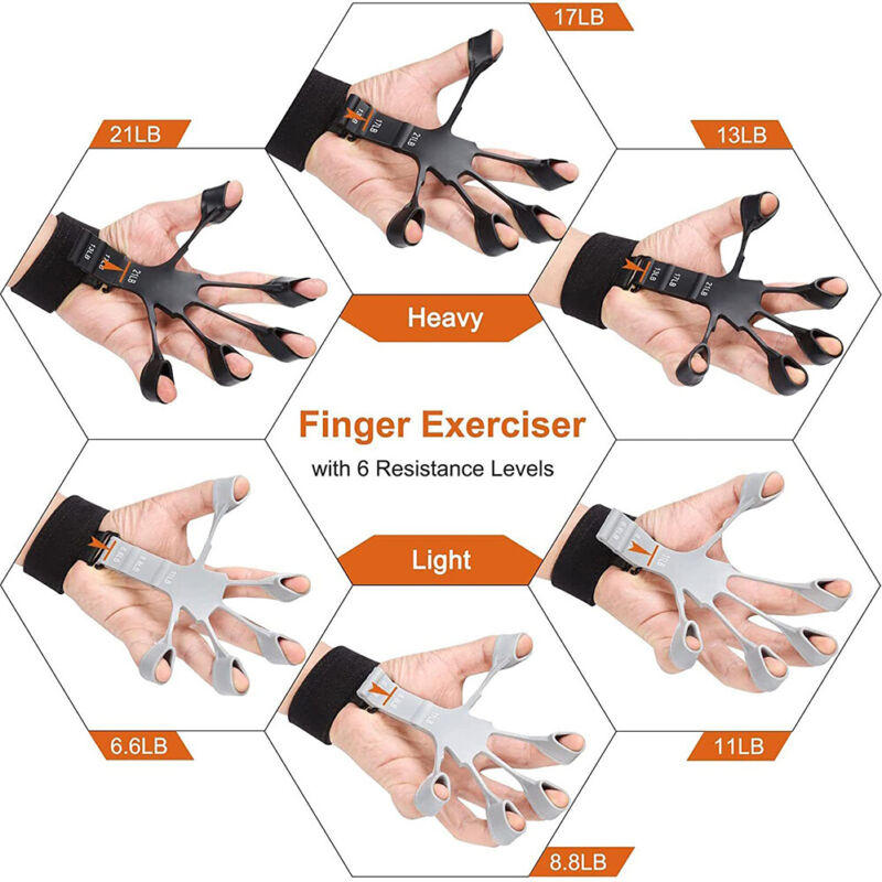 Silicone adjustable finger grip strength trainer with 6 resistance levels