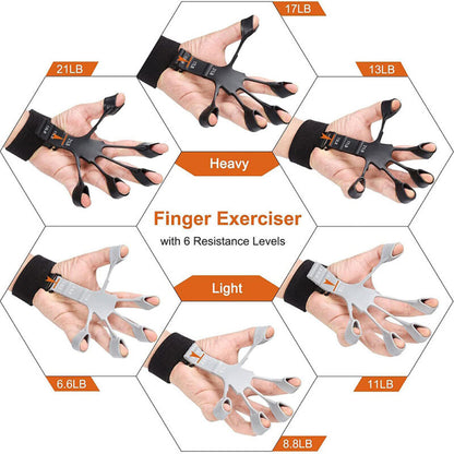 Silicone adjustable finger grip strength trainer with 6 resistance levels