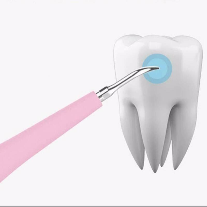 Ultrasonic tooth cleaning wand with LED light for plaque and tartar