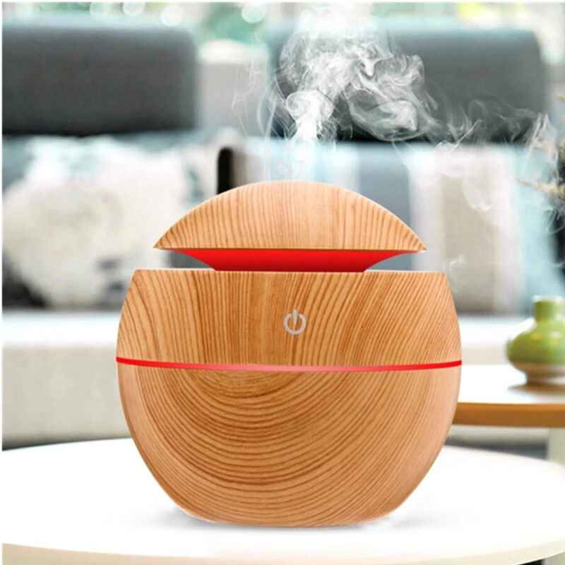 Mini wood grain ultrasonic aromatherapy essential oil diffuser
