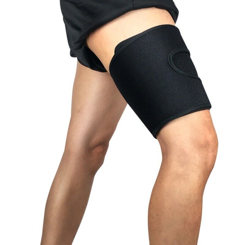 Adjustable neoprene thigh compression wrap for hamstring and quad support