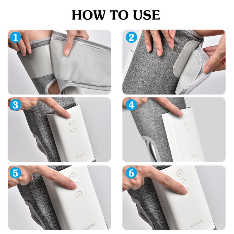 Cordless heated air compression leg massager wrap for calves and ankles