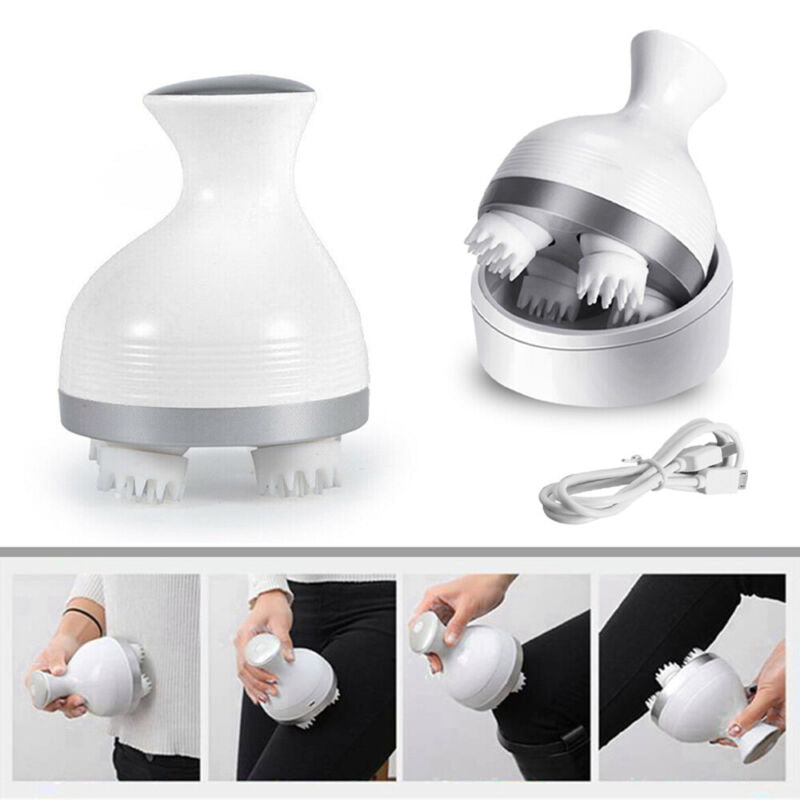Waterproof electric rechargeable scalp massager for stress and tension headaches