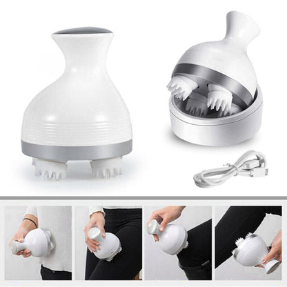 Waterproof electric rechargeable scalp massager for stress and tension headaches